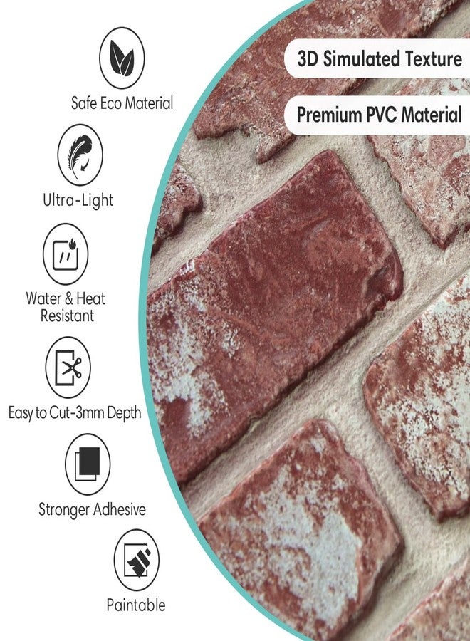 Commomy 3D Peel and Stick Brick Backsplash - 10 pcs 11.8"x11.8" Small Size PVC Printable Retro Faux Brick Wall Panels Brick Wallpaper Wall Tile for Kitchen,Bedroom,Bathroom,Living Room,Fireplace - Image 3