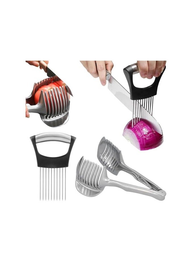 erorex Onion Holder for Slicing,Lemon Slicer Onion Cutter for Slicing,Vegetable Cutter for Potato and Tomato,Avocados,Eggs,Food Slicer Assistant Tool for Slicing Fruit Lemon and Meat,Kitchen Gadget - Image 1