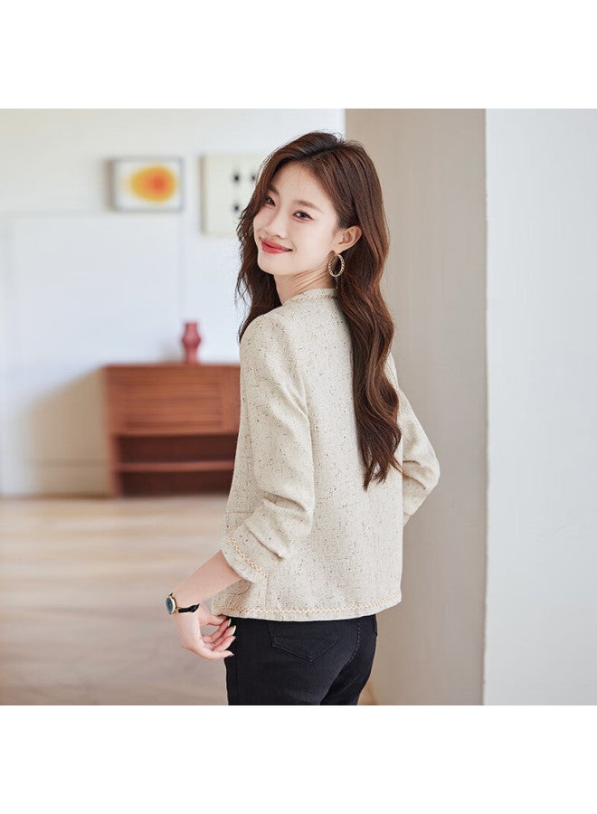 Teluoman Round Neck Short Chanel Style Blazer For Women Long Sleeve Elegant Autumn New High-end Ol Casual Cardigan - Image 4