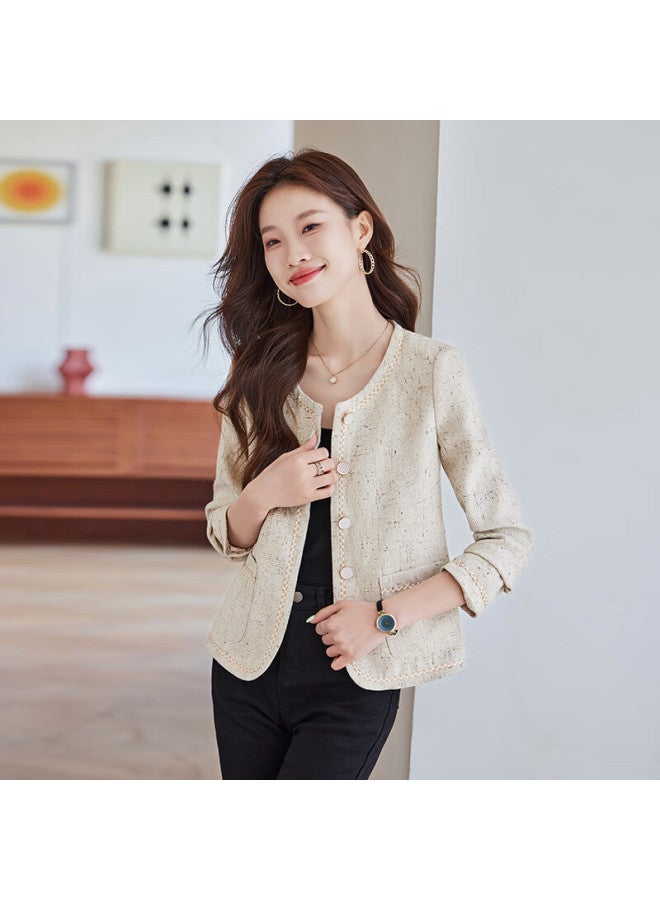 Teluoman Round Neck Short Chanel Style Blazer For Women Long Sleeve Elegant Autumn New High-end Ol Casual Cardigan - Image 3