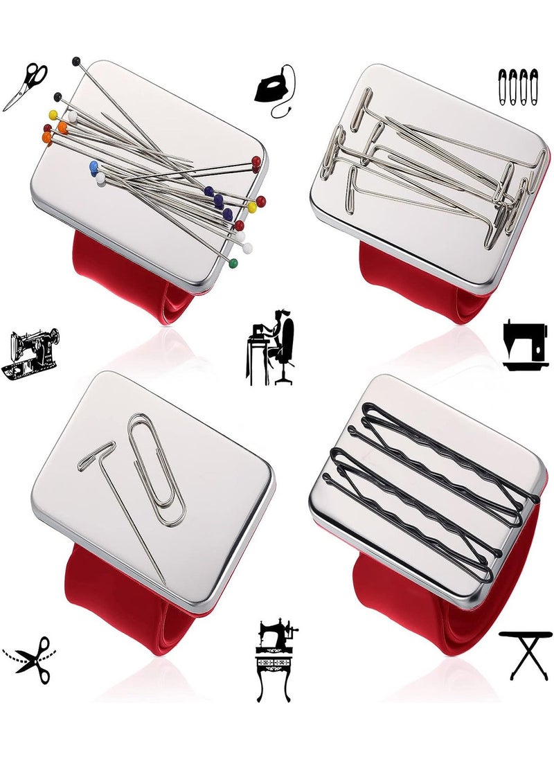 Hodbehod Red Color Tailor's Pincushion Square Pincushion with Magnetic Bracelet and 250 Needles  - Image 2