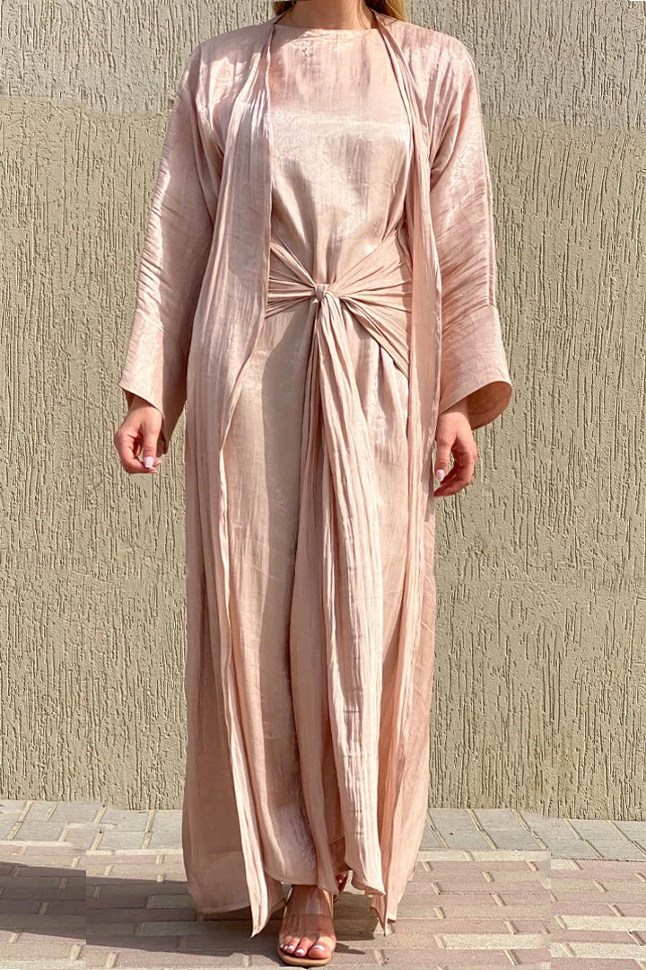 Moistreet 3 Piece Shimmer Abaya Set
