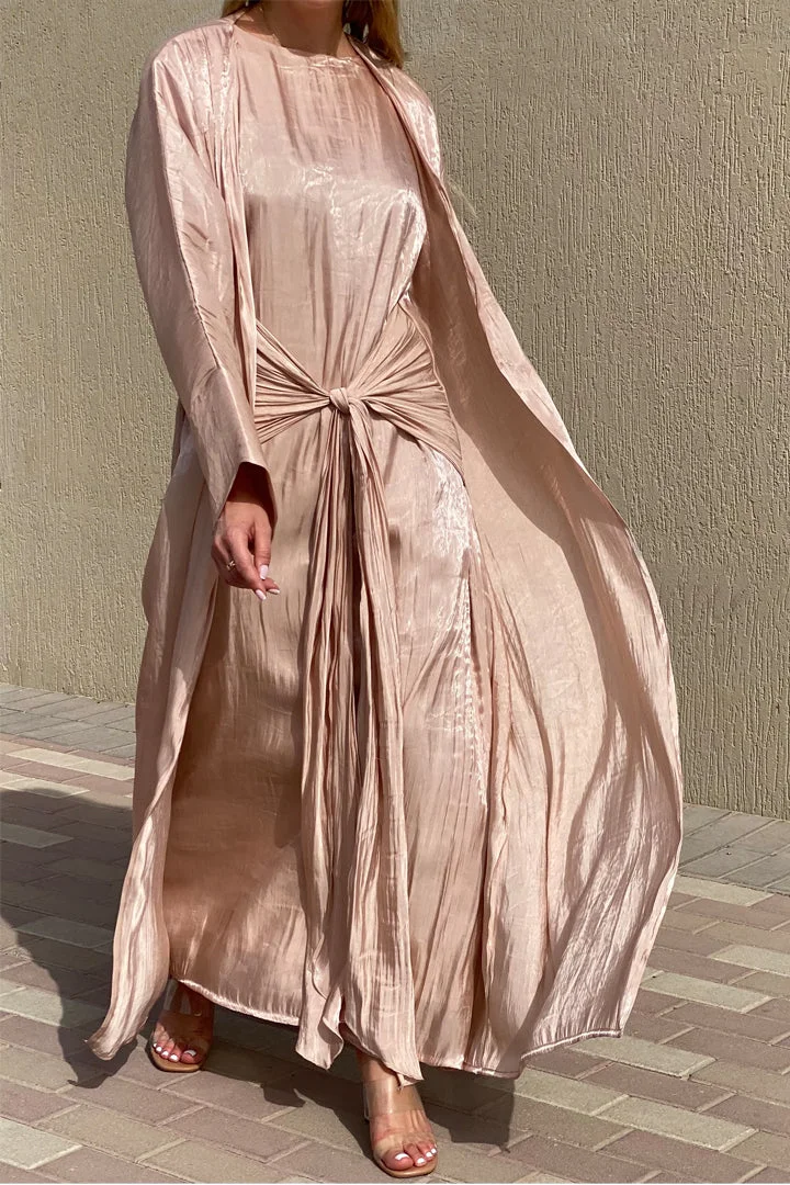 Moistreet  3 Piece Shimmer Abaya Set for Women | Best Price UAE