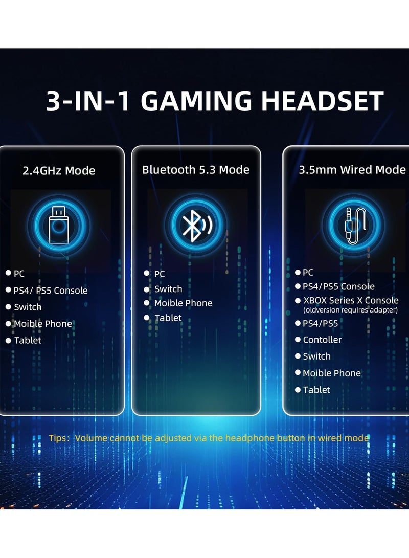 هجوم القرش سماعة الألعاب اللاسلكية L80PRO بتقنية Lightseed - ميكروفون مزدوج مدمج وقابل للفصل - سماعة رأس خفيفة الوزن بثلاثة أوضاع (محول USB C&A بتردد 2.4 جيجاهرتز/بلوتوث/سلكي) - متوافقة مع أجهزة الكمبيوتر الشخصية، وأجهزة Mac، وPS4، وPS5، وSwitch، وWindows - أسود - Image 3