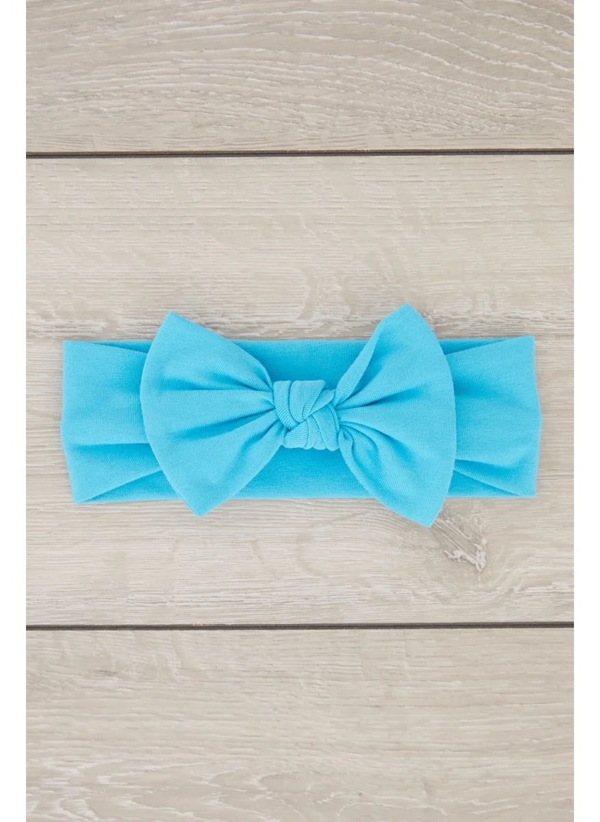 Babygiz Blue Handmade Soft Bow Tied Natural Cotton Combed Cotton Baby Kids Girls Bandana Elite Series