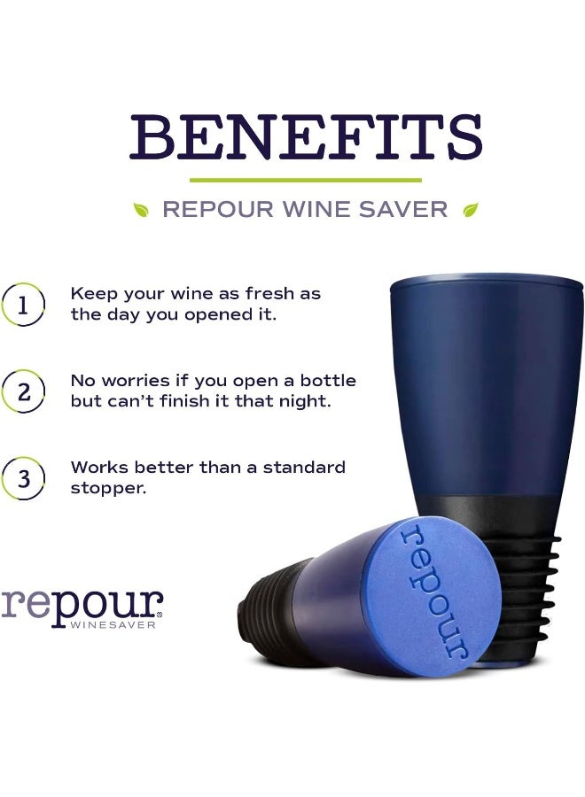 Repour  Wine Saver - Wine Preserver And Stopper, Indigo Blue, 11 Pack  - Image 3