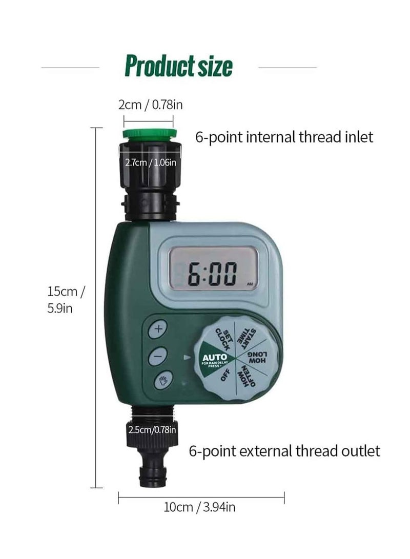 Dubkart Automatic Watering Timer, Large Screen Timing Watering Device Outdoor Garden Sprinkler Controller Intelligent (Green/Grey) - Image 5