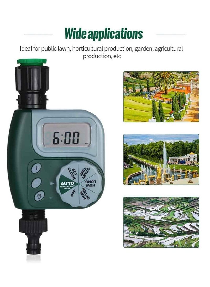 Dubkart Automatic Watering Timer, Large Screen Timing Watering Device Outdoor Garden Sprinkler Controller Intelligent (Green/Grey) - Image 4