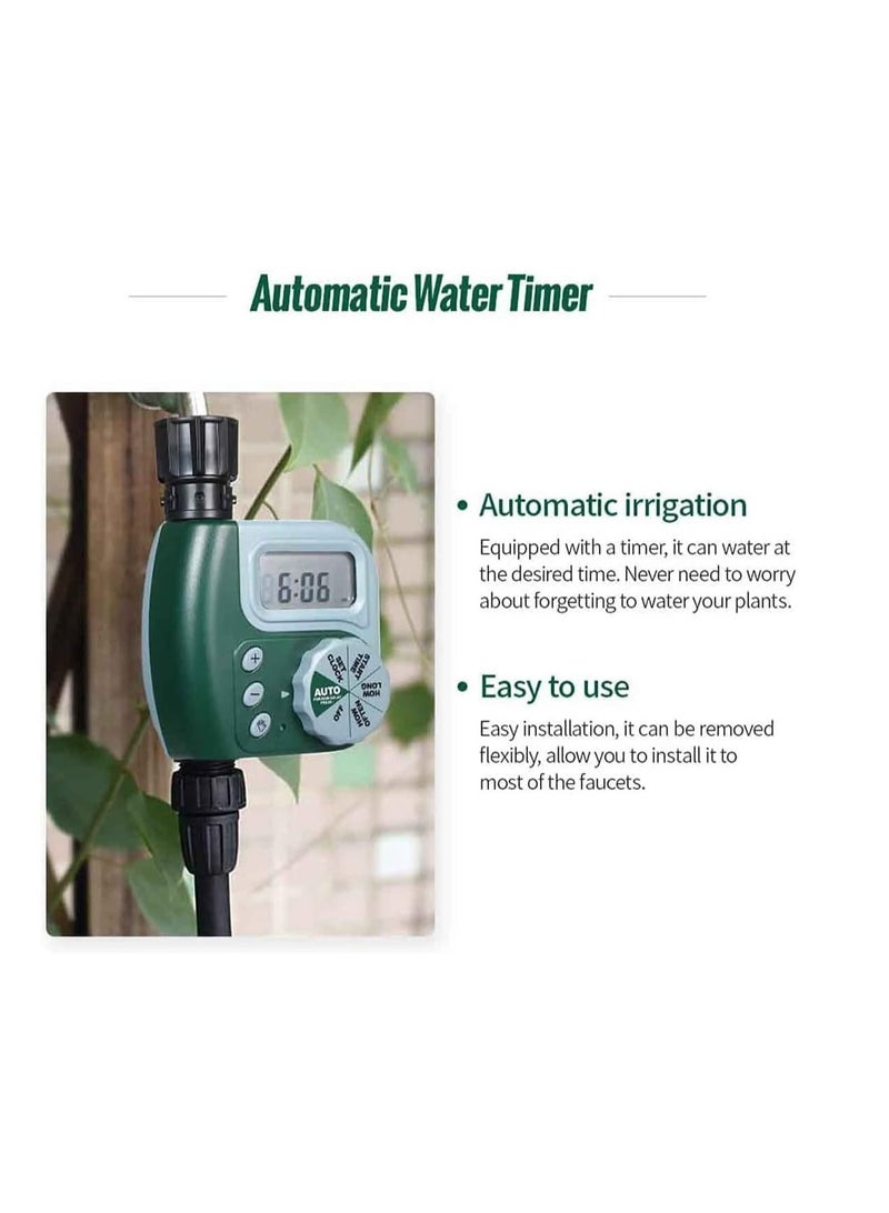 Dubkart Automatic Watering Timer, Large Screen Timing Watering Device Outdoor Garden Sprinkler Controller Intelligent (Green/Grey) - Image 3
