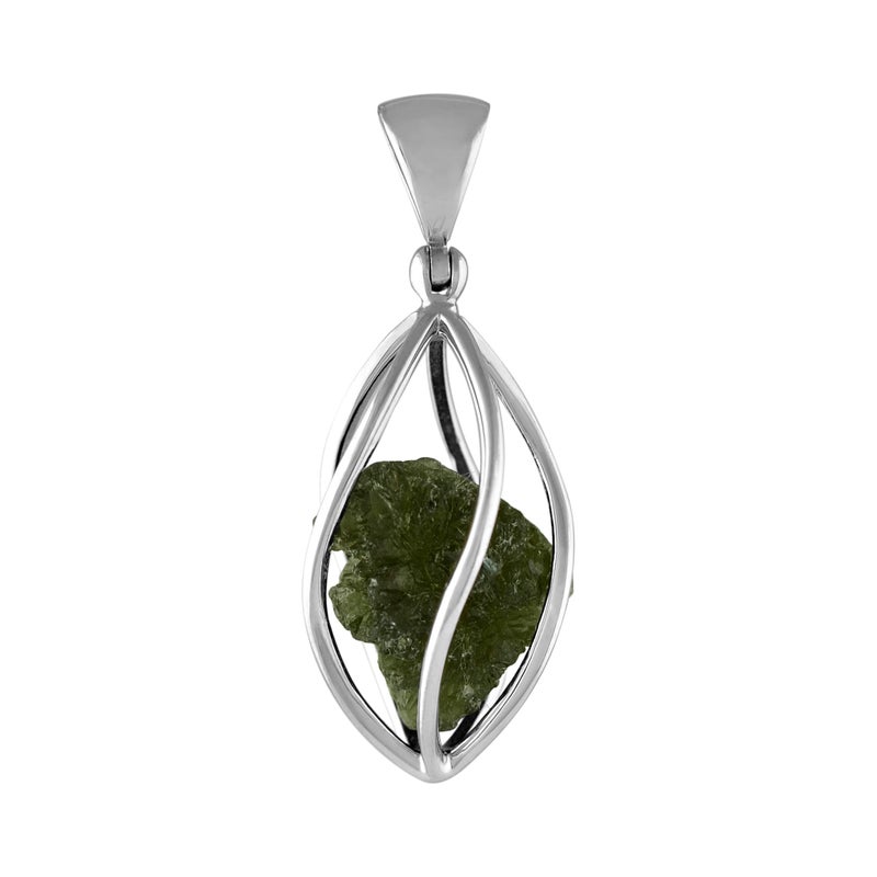 Starborn Rough Moldavite Silver Cage Pendant (35) - Image 3