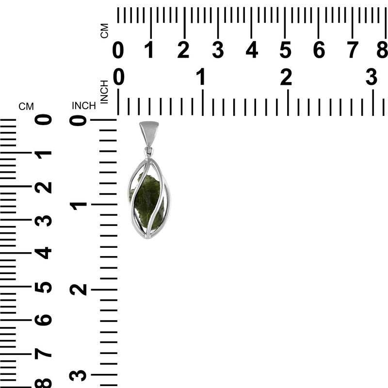 Starborn Rough Moldavite Silver Cage Pendant (35) - Image 4
