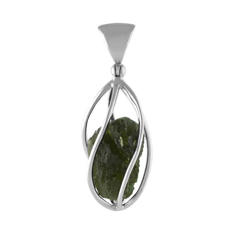Starborn Rough Moldavite Silver Cage Pendant (35) - Image 2