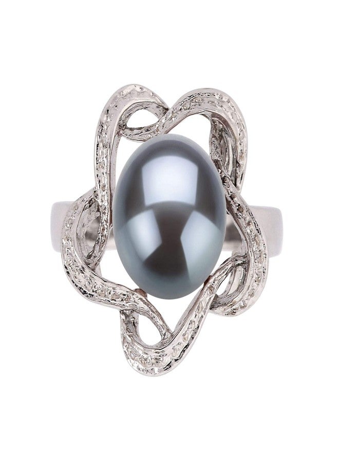 PearlsOnly Fiona Black 9-10mm AA Quality Freshwater 925 Sterling Silver Cultured Pearl Ring For Women - Size-9 - Image 3
