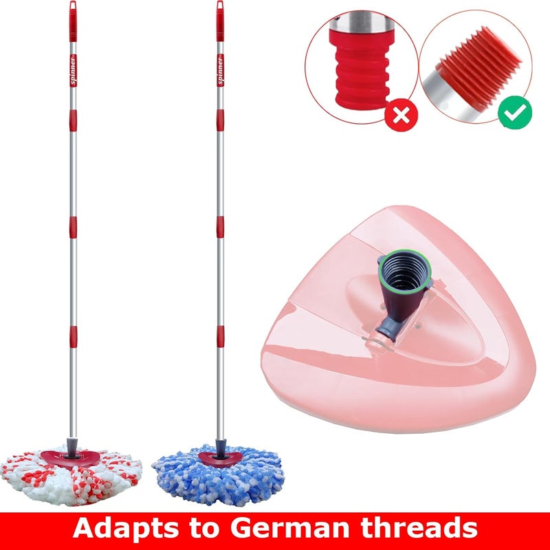 Fatmass Spinner Mop Handle Replacement Compatible with Vileda Mop Head Base, Turbo Spin/Turbo Smart/EasyWring Mop Replace Stick Stainless Steel Adjustable 30 to 58 inches for Easy Cleaning - Image 4