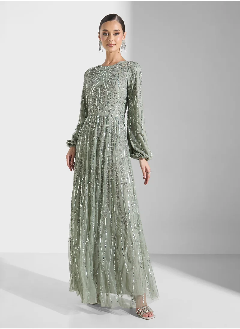 ماري Jana Modest Embellished Sequin Maxi Dress