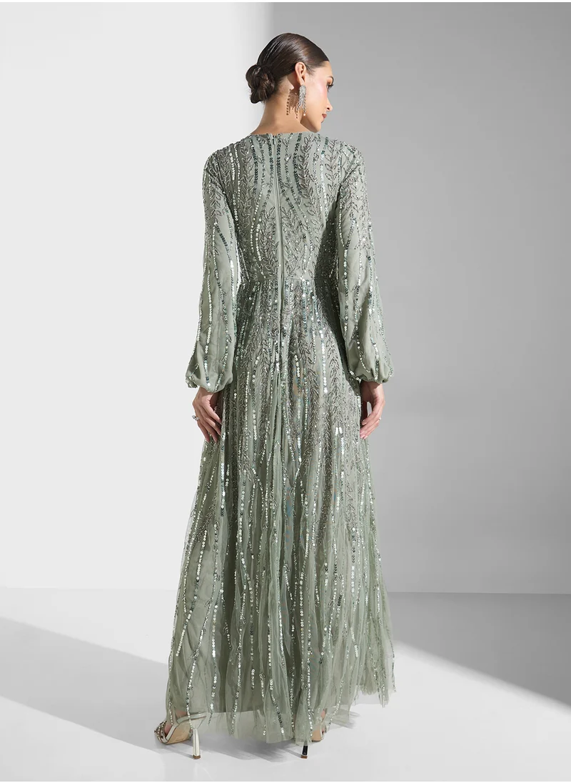 ماري Jana Modest Embellished Sequin Maxi Dress
