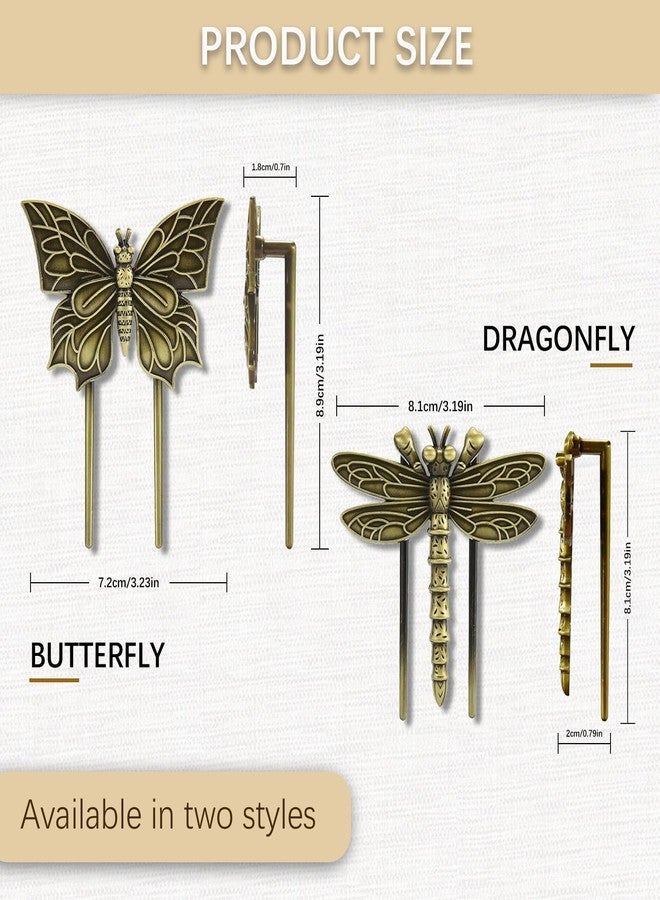GeryVtee Vintage Book Clips Butterfly Dragonfly Metal Book Clips Vintage Bronze Page Holder BookMarkers for Reading Writing Office Accessories (Dragonflies and Butterflies) - Image 2