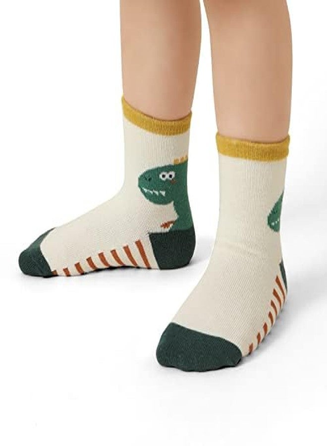 Tphon Non Slip Kids Toddler Socks with Grippers Baby 12 Pairs Anti Skid Socks for Boys Girls 0-7 Year Children, 02 Tiger 12 Pairs, 6-12 Months - Image 3