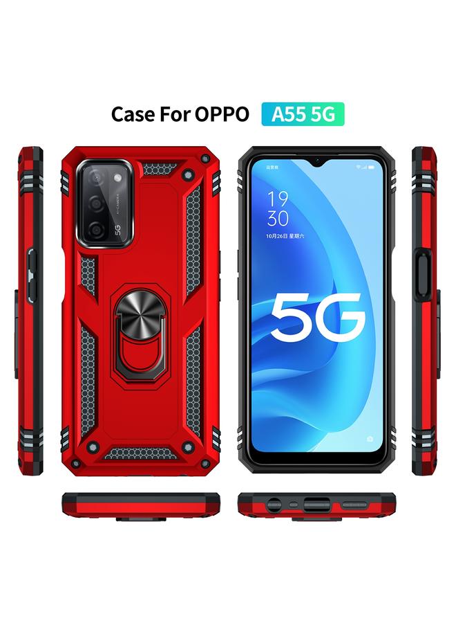 اس-توب جراب لهاتف OPPO A55 5G جراب واقٍ مقاوم للصدمات مصنوع من مادة TPU + PC مع حامل دوار 360 درجة - Image 2