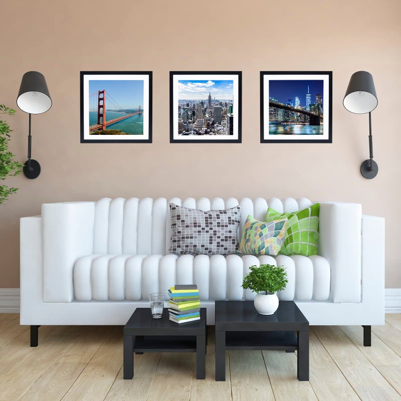 HEYTUYA 12x12 inch Picture Frame Black for Wall Hanging  Poster Frame Display 10x10 inch with Mat or 12x12 Without Mat  Square Wall Gallery Photo Frame with Shatter Resistant Plexiglas  Black - Image 3