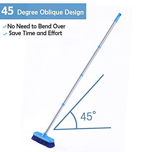 YONILL Deck Brush with Long Handle - Floor Scrub Brushes for Cleaning Shower, Stiff Bristle Scrubbing Brush, 50" Floor Scrubber Brush for Bathroom, Bathtub, Tub, Tile Floors, Garage and Patio - Image 5