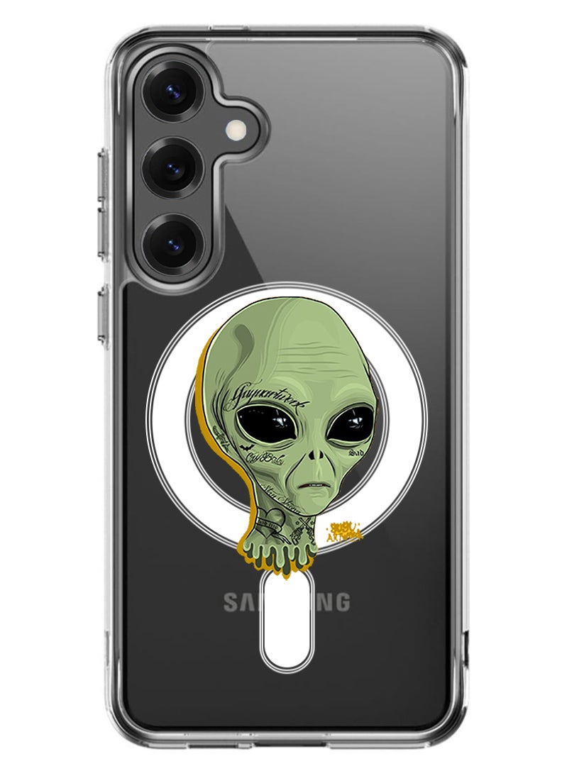 Theodor Magnetic Case for Samsung Galaxy S25 6.2-inch Compatible with MagSafe Wireless Charging, Shockproof Phone Bumper Cover alien - Image 1