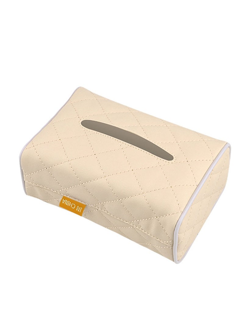 Car Tissue Holder, Car Napkin Cover, Car Tissue Box, Car Tissue Paper Box, Napkin Holder For Car, Tissues Box Suitable For 120 Standard Tissues , Beige. - Image 1
