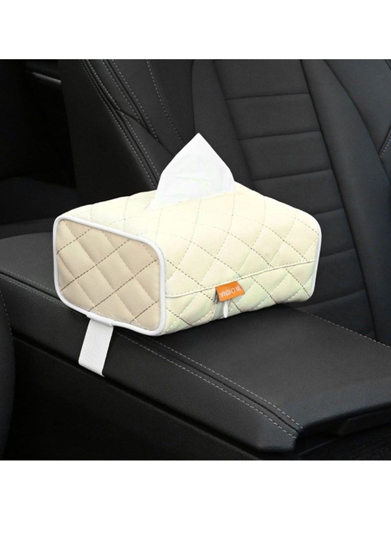 Car Tissue Holder, Car Napkin Cover, Car Tissue Box, Car Tissue Paper Box, Napkin Holder For Car, Tissues Box Suitable For 120 Standard Tissues , Beige. - Image 3