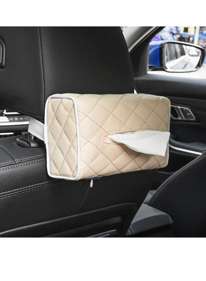 Car Tissue Holder, Car Napkin Cover, Car Tissue Box, Car Tissue Paper Box, Napkin Holder For Car, Tissues Box Suitable For 120 Standard Tissues , Beige. - Image 4