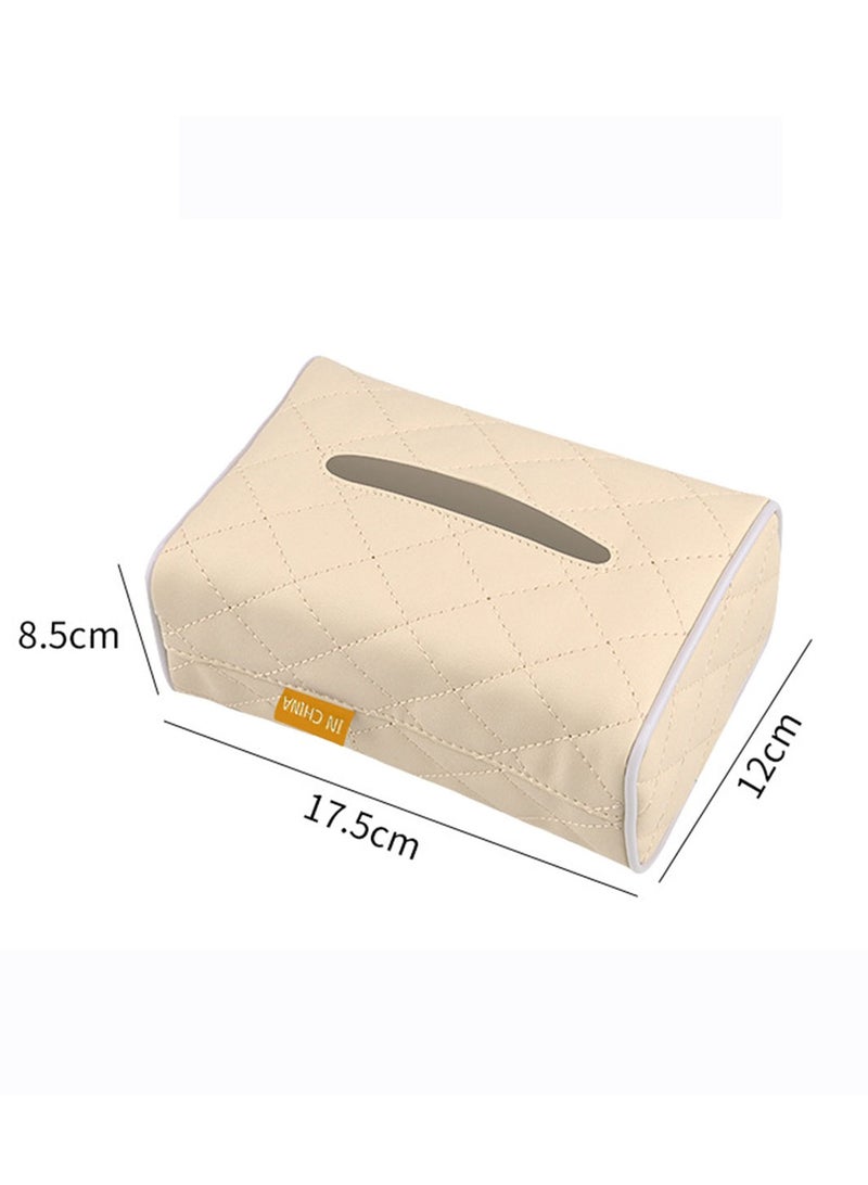 Car Tissue Holder, Car Napkin Cover, Car Tissue Box, Car Tissue Paper Box, Napkin Holder For Car, Tissues Box Suitable For 120 Standard Tissues , Beige. - Image 5