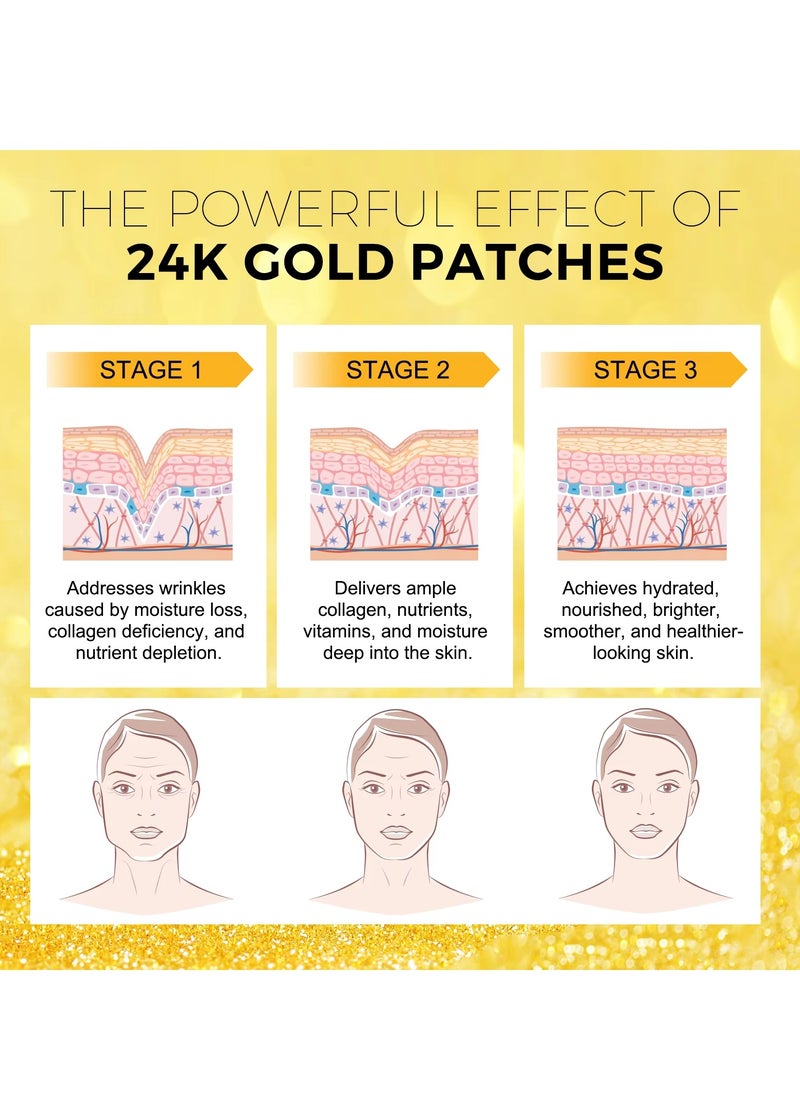 Yecuce 12Pcs 24K Gold Forehead Collagen Patches Forehead Wrinkle Patches with Aloe Vera Collagen Shea Butter and Vitamin E Smooth Fine Line and Wrinkles Anti Wrinkle Forehead Wrinkle Treatment Patch  - Image 4