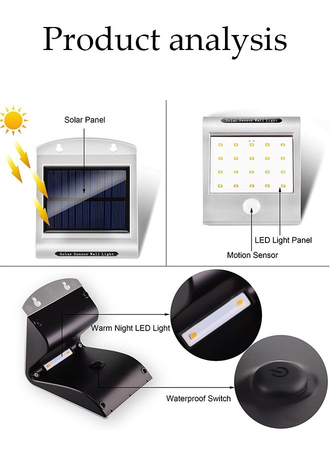 Loquat Solar Wall Lights Intelligent Human Body Sensor Lamp Outdoor Small Solar Step Light Waterproof Wall Lamps Light for Yard Path Porch Stair Waterproof Wall Lamp Courtyard Passage Entrance Floodlight - Image 3