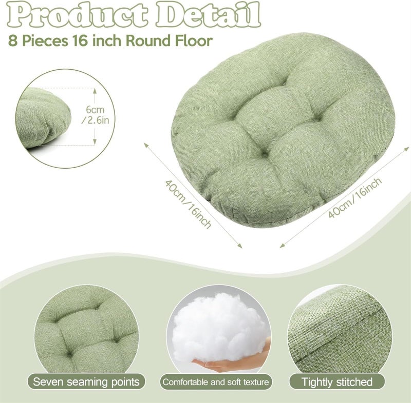 8 قطع من وسائد الأرضية المستديرة للأطفال والصغار، وسائد أرضية مرنة للجلوس في الفصول الدراسية للمنزل، ودور الحضانة، ومرحلة ما قبل المدرسة، واليوغا والتأمل (أخضر 16 بوصة) - Image 2