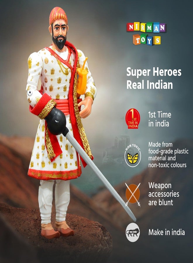 Swarajyache Shiledar - The True Super Hero - 6 Inch Tall Action Figure with Accessories (Maharaj, White) - Image 4