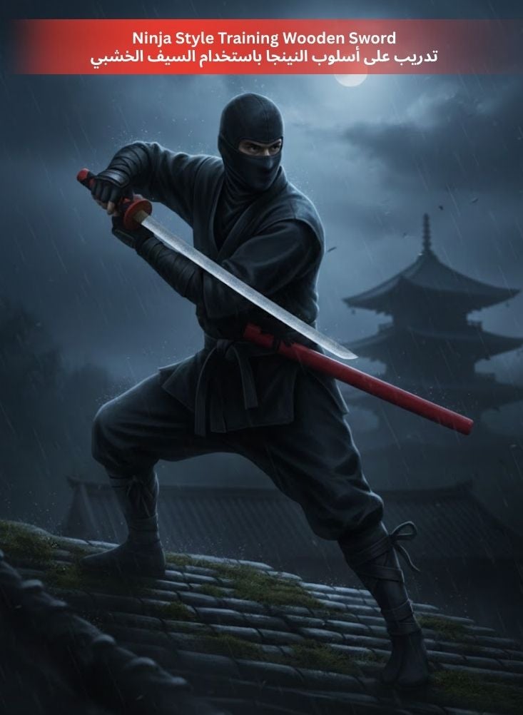 Premium Young Samurai Warrior Character Kids Wooden Toy Katana Sword Set – Black Handle Wooden Training Sword with Scabbard for Ninja Costume, Japanese Martial Arts Role Play, Action Pretend Play - Image 5