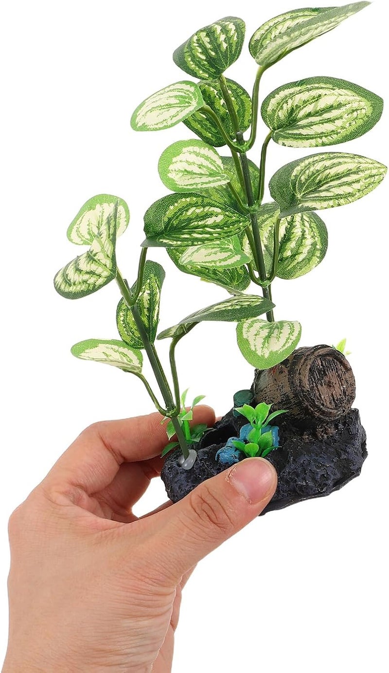 نباتات أحواض السمك الاصطناعية، عشب مائي بلاستيكي محاكي، نباتات مائية لتزيين أحواض الأسماك، زخرفة مخبأ للأسماك لأحواض البيتا والسمك الذهبي - Image 4