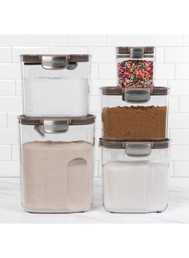 ProKeeper + Hermetic Food Storage Container Set - Clear Plastic Flour and Sugar Container, Set with Magnetic Kitchen Accessories (Taupe, 9 Piece) - Image 3