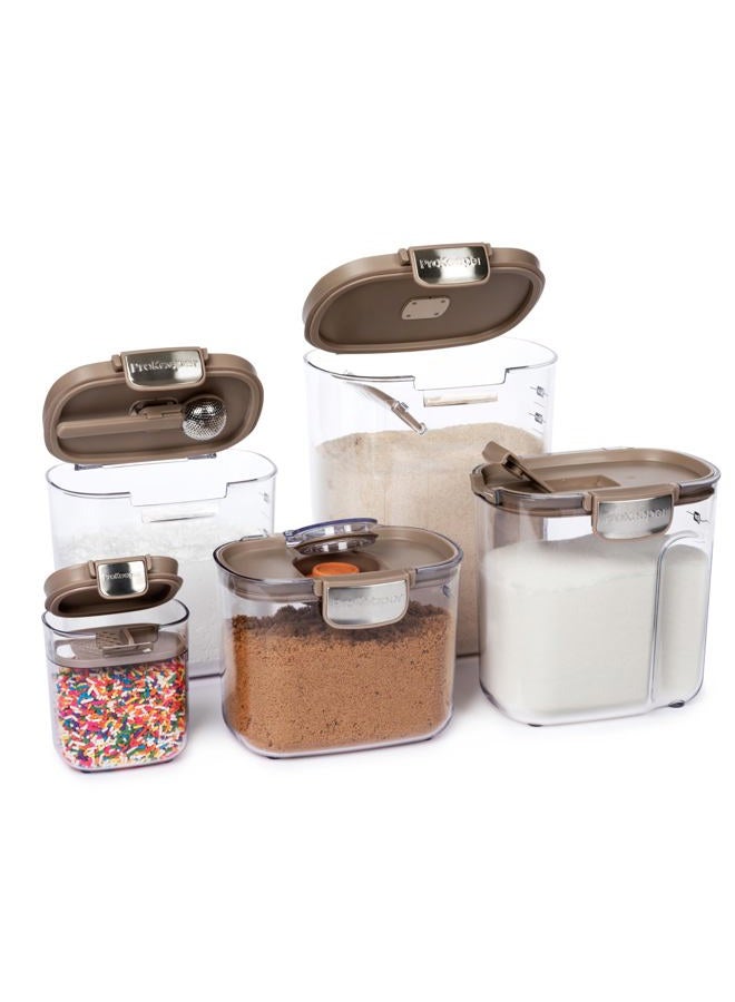 ProKeeper + Hermetic Food Storage Container Set - Clear Plastic Flour and Sugar Container, Set with Magnetic Kitchen Accessories (Taupe, 9 Piece) - Image 2