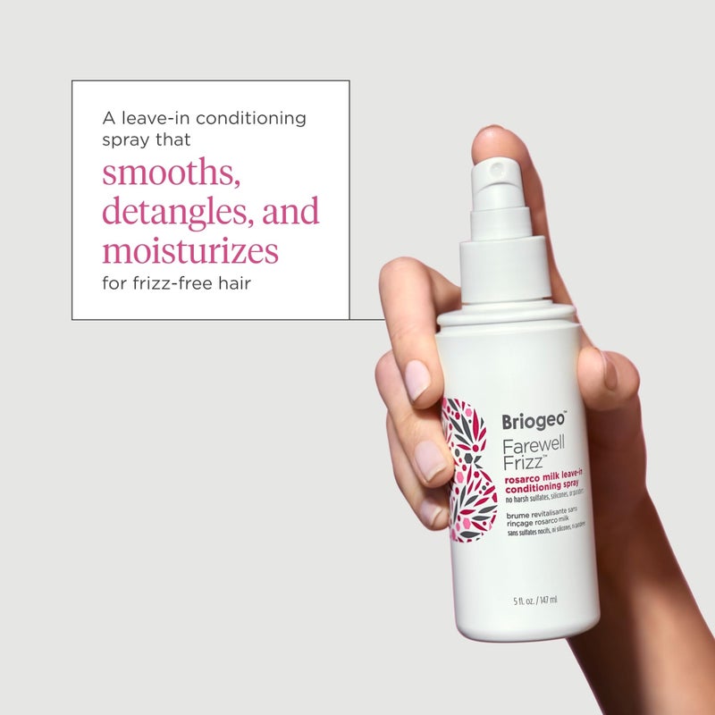 Briogeo Farewell Frizz Rosarco Milk Leave-In Conditioning Spray, Anti Frizz Leave In Conditioner for Curly Hair, Hair Detangler Spray & Hair Moisturizer with Argan Oil, Vegan, Cruelty-Free, 1.75 fl oz - Image 3