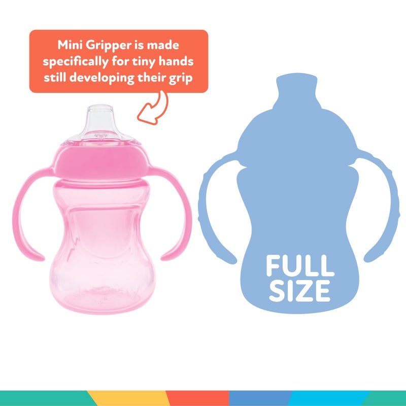 Nuby Mini Grip N' Sip No-Spill Baby Sippy Cups with Handles and Soft Spout - (3 Pack) 5 oz - 6+ Months - Pink/Purple/Aqua - Image 2