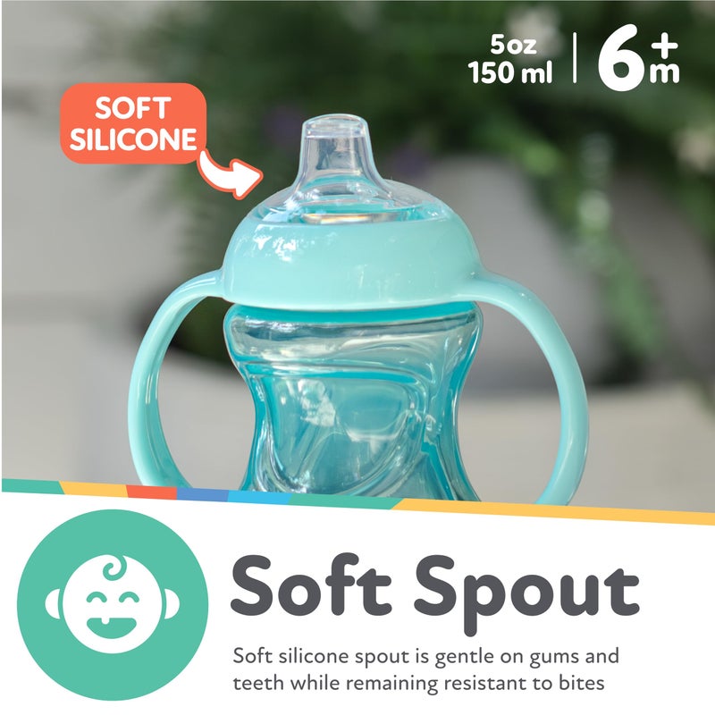 Nuby Mini Grip N' Sip No-Spill Baby Sippy Cups with Handles and Soft Spout - (3 Pack) 5 oz - 6+ Months - Pink/Purple/Aqua - Image 5