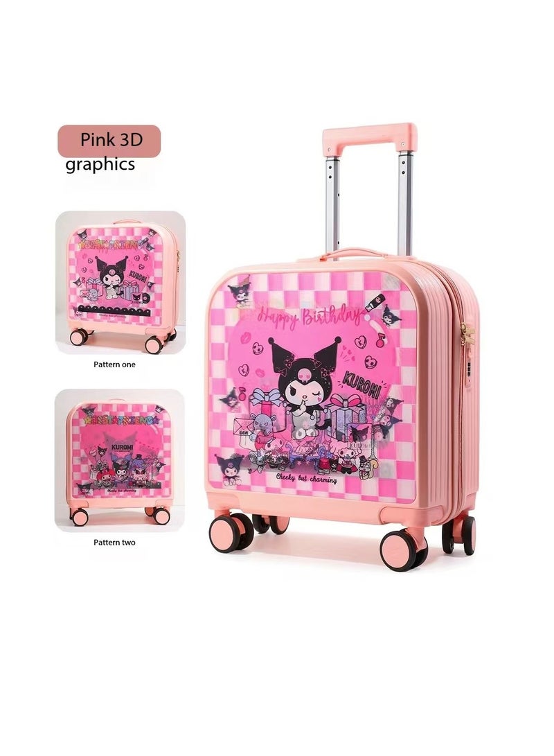 20 Inch Children's Suitcase 3D Cartoon Pattern AB Double-sided Pattern Switchable Children's Trolley Suitcase Travel Case Boys Girls Roller Suitcase with Lock Student Youth Wheeled Small Suitcase Cabin Suitcase Suitable for Boarding School (Horizontal Style)  - Image 1