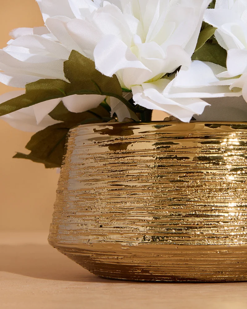 Redtag Gold Artificial Dahlia In Pot (17H x 25 cm)