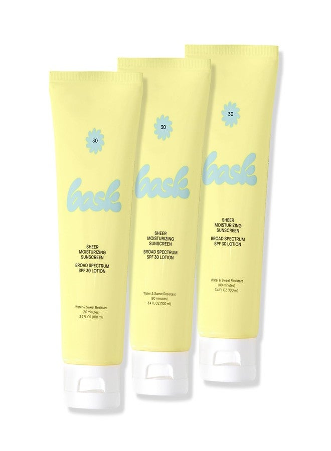 Bask Suncare SPF 30 Sheer Moisturizing Sunscreen Lotion - Broad Spectrum UVA/UVB Protection, Dermatologist Recommended, Hydrating, Lightweight & Fast Absorbing, No White Cast, Travel Size (Pack of 3) - Image 1