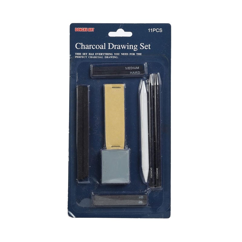 ArtRight Artists Sketching Kit 11 Pcs Drawing Set with 2 Graphite Pencils, 2 Compressed Charcoal, 2 Graphite Sticks, 2 Charcoal Sticks, Blending Stump, Kneaded Eraser & Sandpaper Block - Image 5