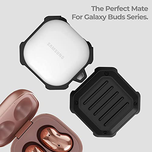 NEWTECHNO Rugged Armor Cover Case for Samsung Galaxy Buds Pro(2021),Galaxy Buds 2,Galaxy Buds Live (2020)-Oil-Resistant, Abrasion-Resistant, Shock-Resistant (Without Earbud, 2 Pieces Design)[Black] - Image 4