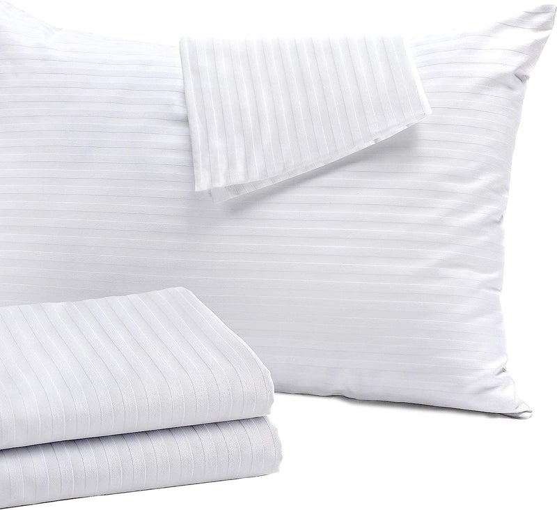 Niagara Sleep Soluti Niagara 4 Pack King Pillow Protectors with Zipper  Soft Quiet Cotton Sateen  Effective Dust Protection  Stay in Place Pillow Covers  Ideal for Home  Guests  Rentals (20x36 Inches) 