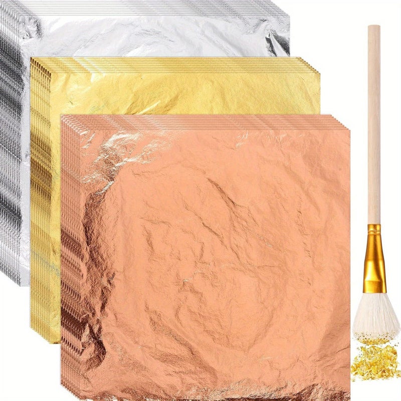 150 Sheets Golden Foil Paper for Art Painting DIY Craft 5.5 x 5.5 Inches - Image 1