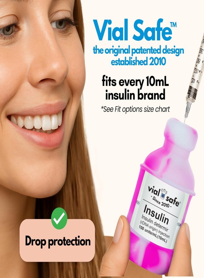 VIAL SAFE™ | Insulin Vial Protector Case | Secure Insulin Bottle Protector & Cover for 10mL Vials | Fits Humalog, Humulin, NovoLog, NovoRapid, Novolin | 2-Pack | Tie Dye Pink - Image 3