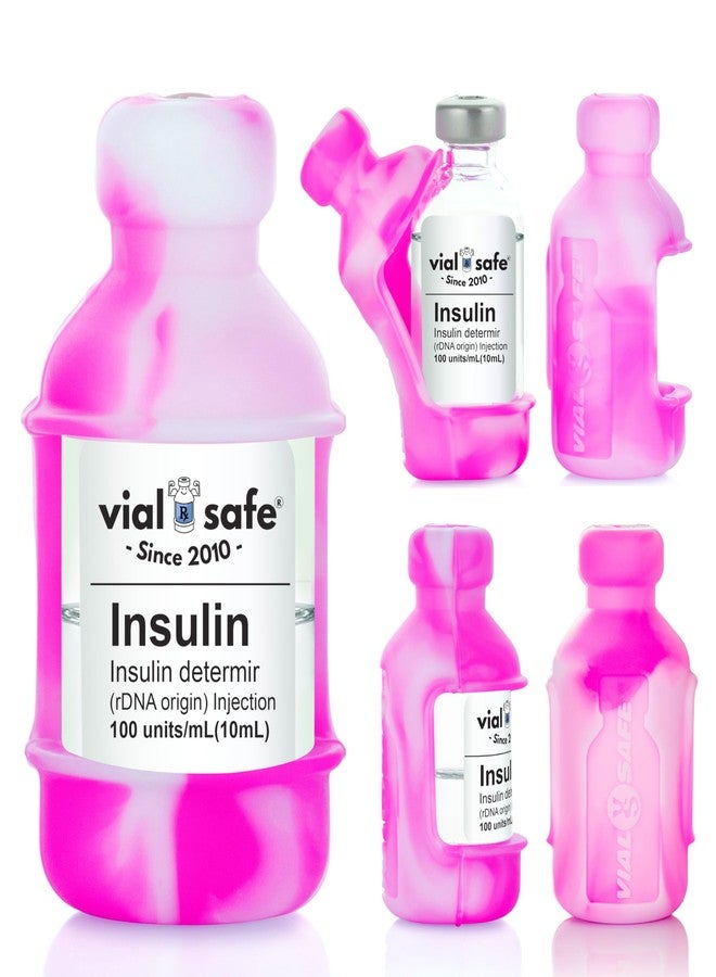 VIAL SAFE™ | Insulin Vial Protector Case | Secure Insulin Bottle Protector & Cover for 10mL Vials | Fits Humalog, Humulin, NovoLog, NovoRapid, Novolin | 2-Pack | Tie Dye Pink - Image 1
